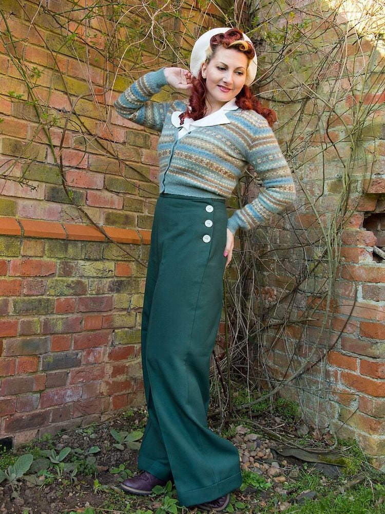 1940s Vintage Style Forest Green Swing Trousers – Heyday Vintage Style